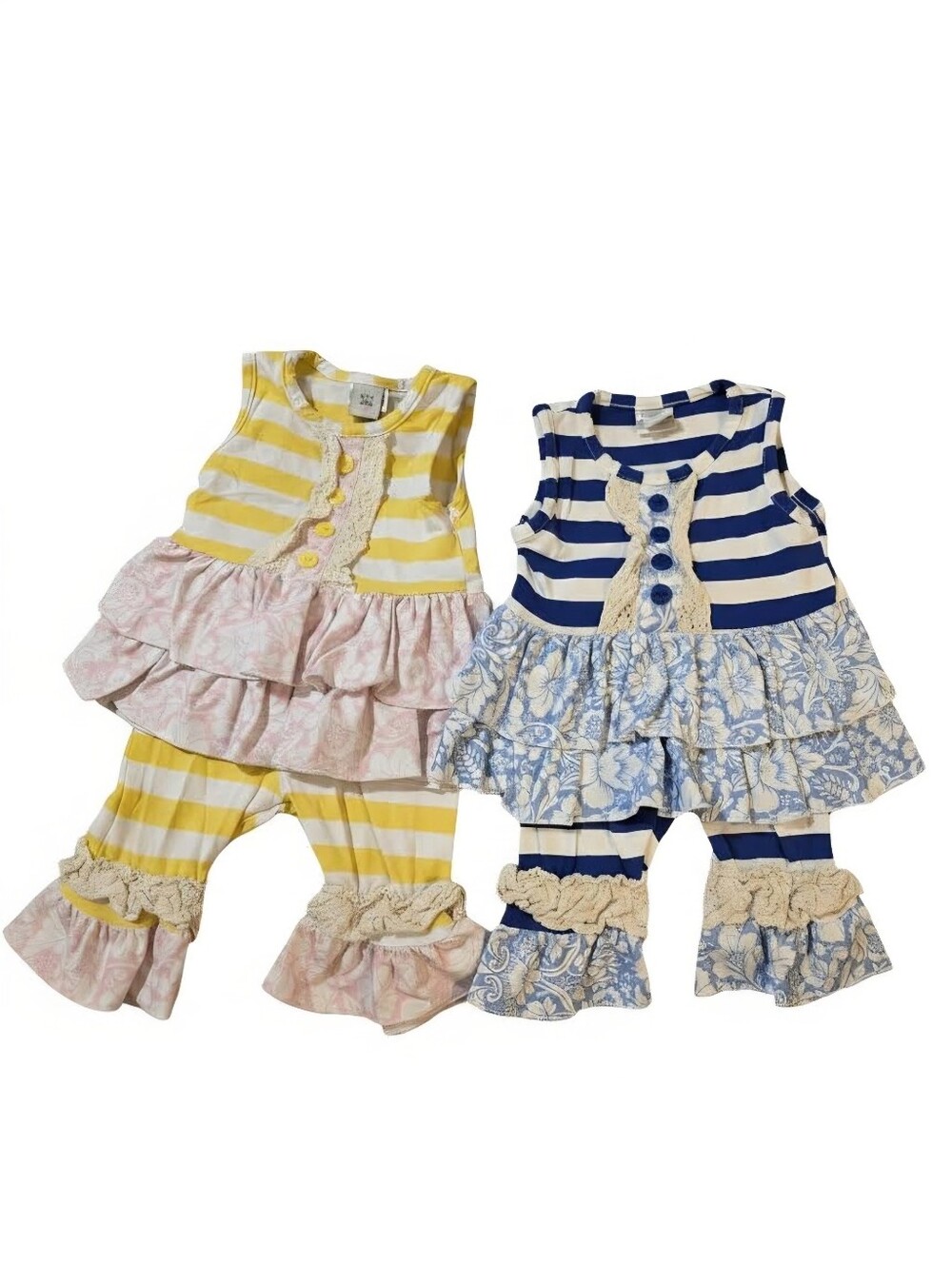 Dash of Glitter Girls Ruffle Capri Tunic Set Lot 2XS 6-12M Sister Bundle